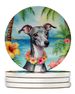 Italian Greyhound Luau Large Sandstone Coasters Pack Of 4 Absorbent Round Coasters Decor Gifts For Men Or Women, 4 In, Multicolor_maomaolike.com