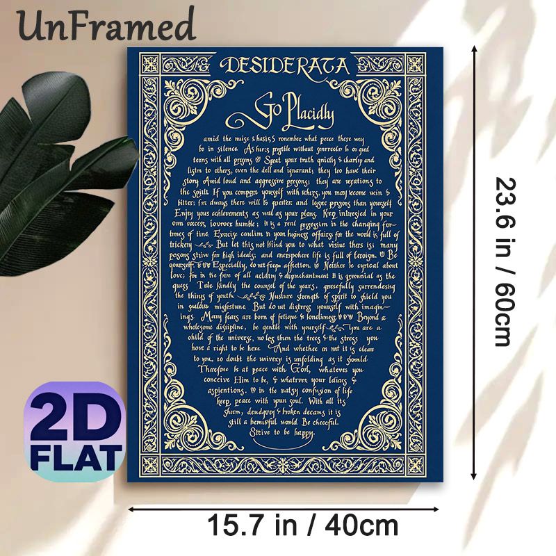 Desiderata Poem Painting Poster, Vintage Ornate Calligraphy Poster, Inspirational Reflective Text With Decorative Scroll Border, Ideal For Home Office_maomaolike.com