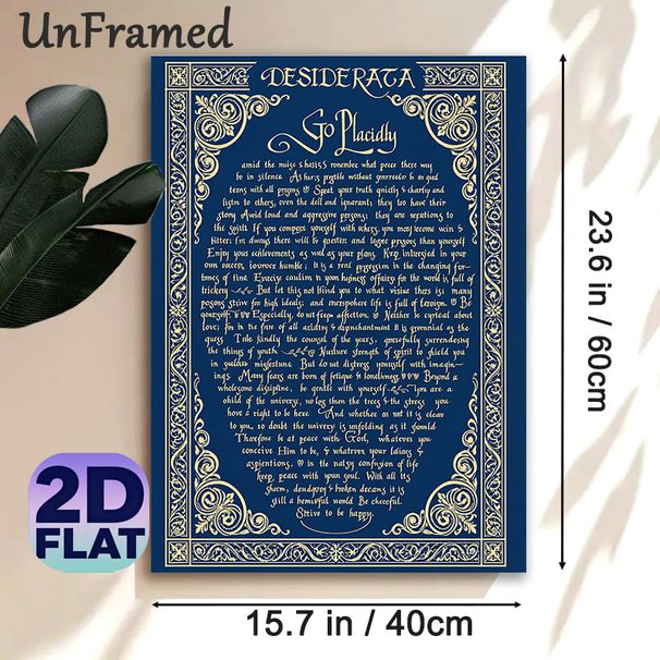 Desiderata Poem Painting Poster, Vintage Ornate Calligraphy Poster, Inspirational Reflective Text With Decorative Scroll Border, Ideal For Home Office_maomaolike.com