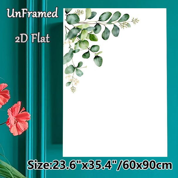 Eucalyptus Branch Painting Poster, Delicate Watercolor Style Poster, Soft Green Eucalyptus Leaves With Tiny Light Blossoms, Fresh Natural Vibe Ideal_maomaolike.com