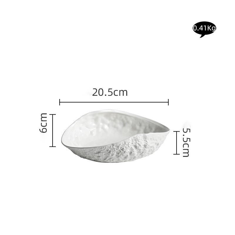 Rock Pattern Shell High-end Household Ceramic 2025 New Light Luxury Large Steamed Fish Soup Plate Hotel Tableware_maomaolike.com