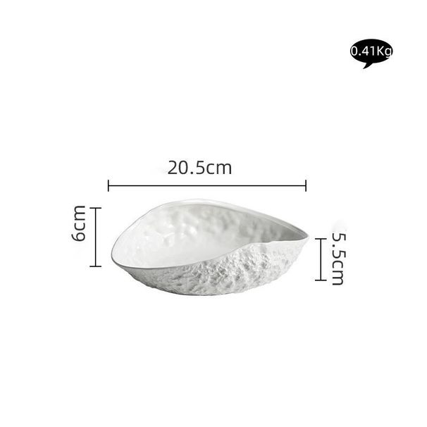 Rock Pattern Shell High-end Household Ceramic 2025 New Light Luxury Large Steamed Fish Soup Plate Hotel Tableware_maomaolike.com