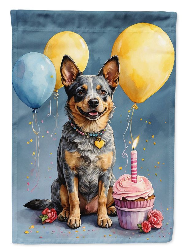 Australian Cattle Dog Happy Birthday Garden Flag Mailbox Flag Decorative Yard Flag Banner Outside Patio Artwork Yard Flower Beds, Garden Size, Multicolor_maomaolike.com