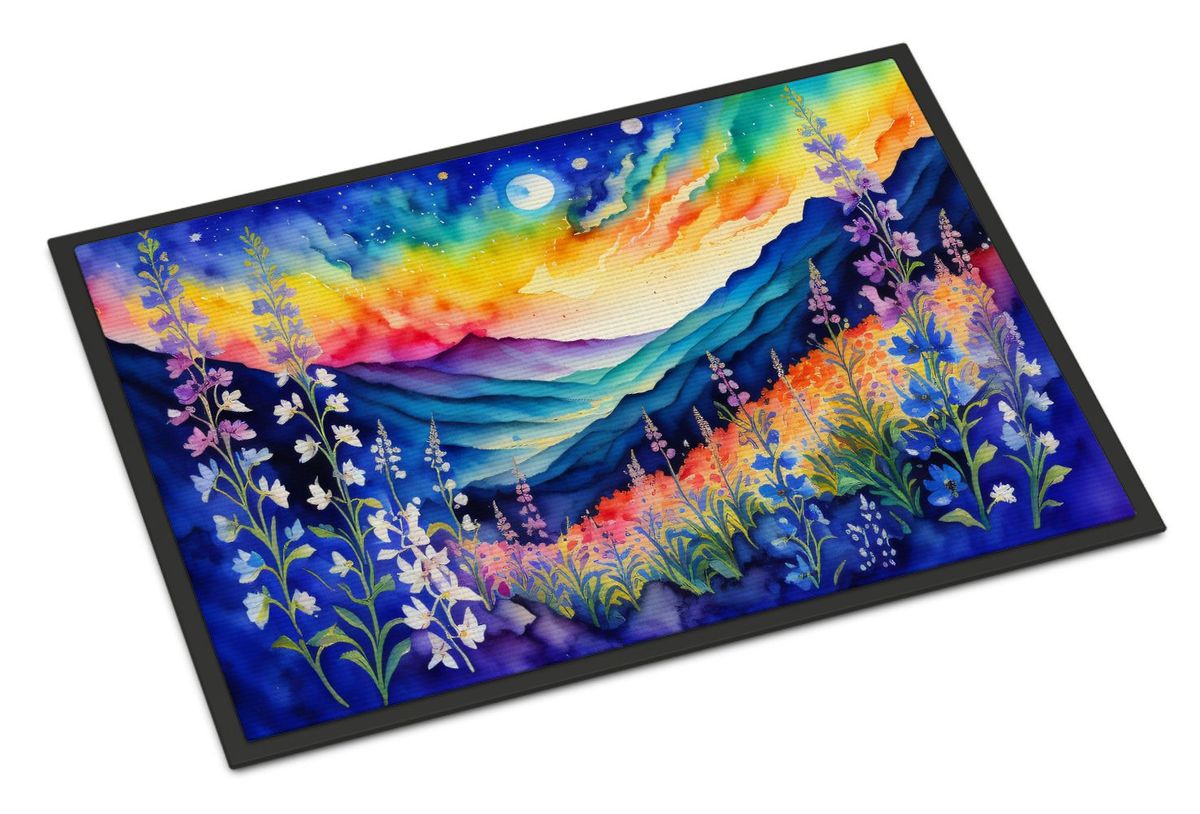 Delphinium In Color Doormat Front Door Mat Indoor Outdoor Rugs For Entryway, Non Slip Washable Low Pile, 24H X 36W_maomaolike.com