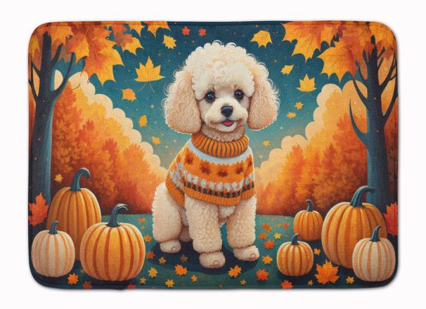Poodle Fall Memory Foam Kitchen Mat Machine Washable Anti-Fatigue Mat Cushion Comfort Bath Mat Or Kitchen Rug_maomaolike.com