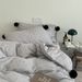 Wholesale INS Japanese Pure Cotton Double Layer Crepe All-Cotton Simple Nordic Style Polka Dot Pom-Pom Four-Piece Set_maomaolike.com