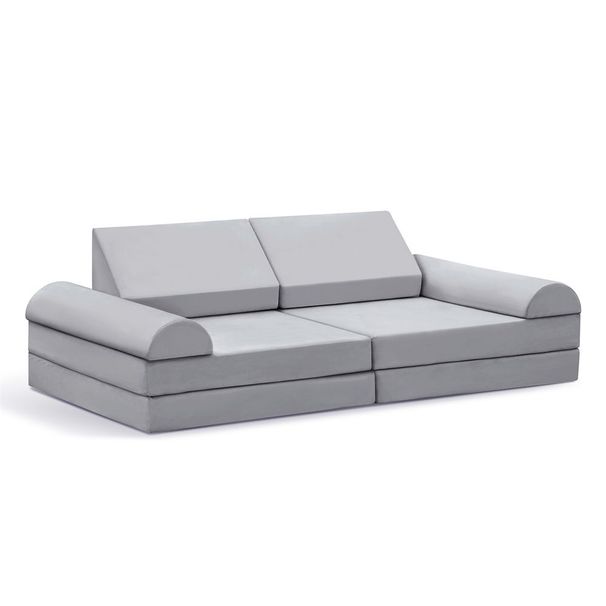 Modular Kids Play Couch, 8PCS Nugget Couch For Building Fort, Toddler Play Sponge Convertible Couch_maomaolike.com