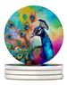 Hippie Animal Peacock Large Sandstone Coasters Pack Of 4 Absorbent Round Coasters Decor Gifts For Men Or Women, 4 In, Multicolor_maomaolike.com