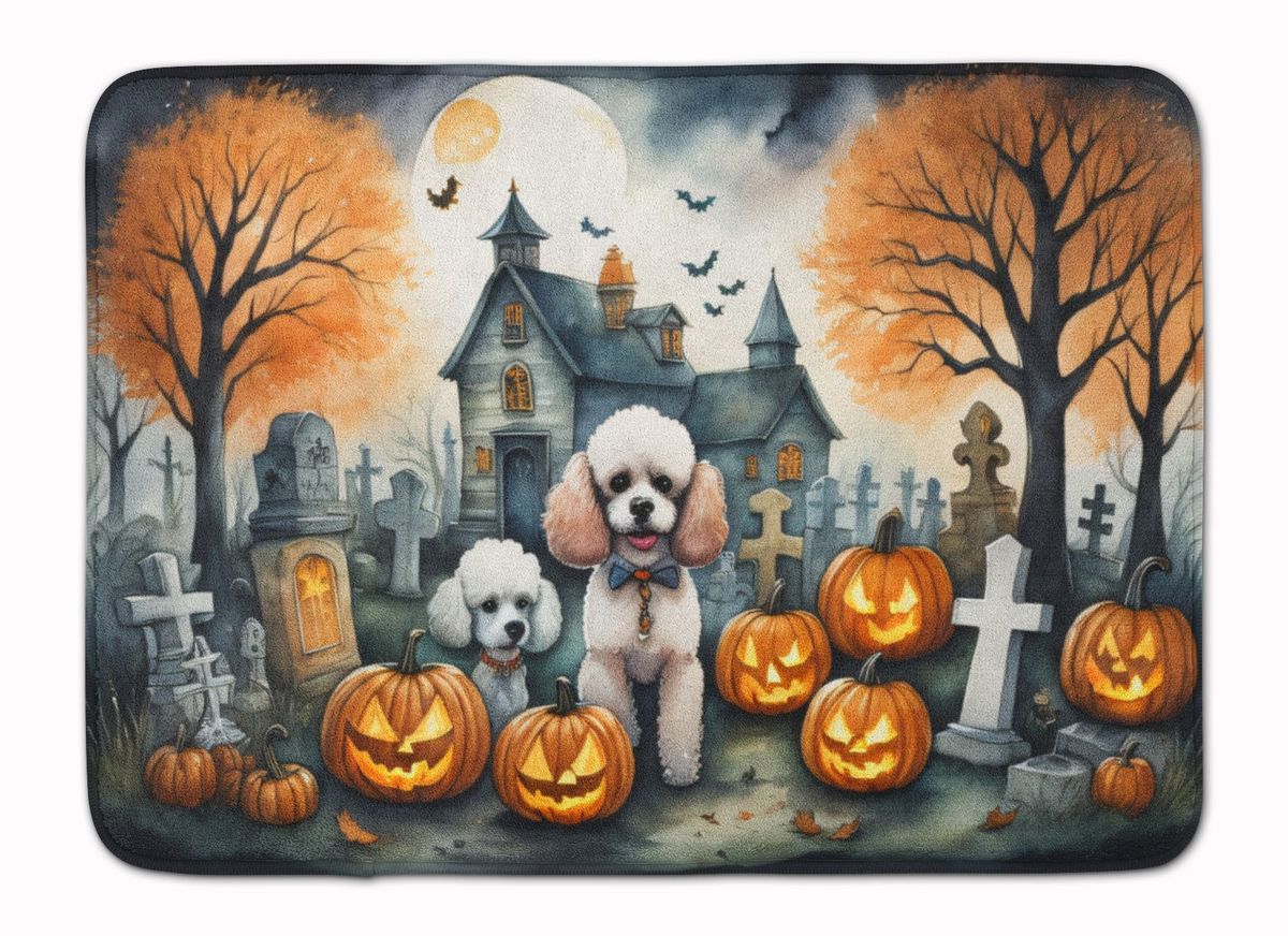 Poodle Spooky Halloween Memory Foam Kitchen Mat Machine Washable Anti-Fatigue Mat Cushion Comfort Bath Mat Or Kitchen Rug_maomaolike.com