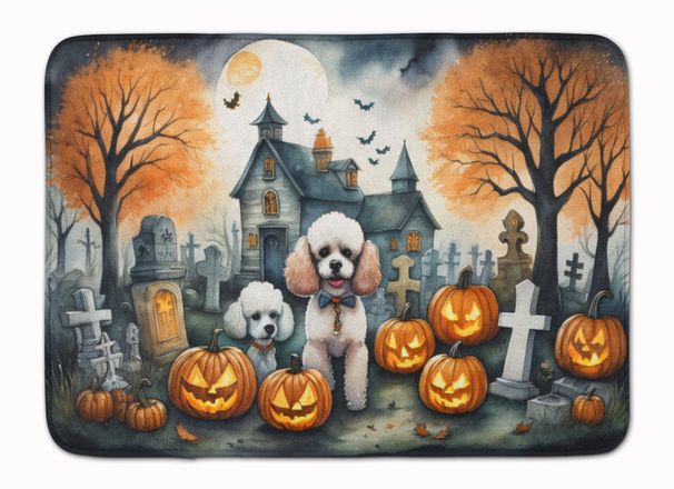 Poodle Spooky Halloween Memory Foam Kitchen Mat Machine Washable Anti-Fatigue Mat Cushion Comfort Bath Mat Or Kitchen Rug_maomaolike.com