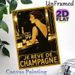 Champagne & Elegant Lady Painting Poster, Vintage Art Deco Style Luxurious Golden-toned Scene Poster, Stylish Retro Decor For Home Bar, Dining Room_maomaolike.com