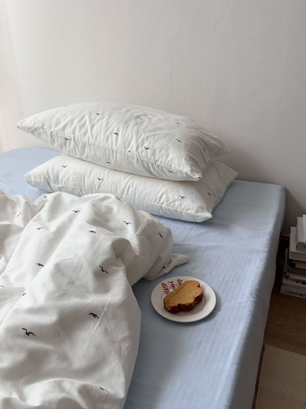 Wholesale INS Korean Retro Simple Bird Seagull Mixed Pure Cotton Four-Piece Set For Homestay And Apartment_maomaolike.com