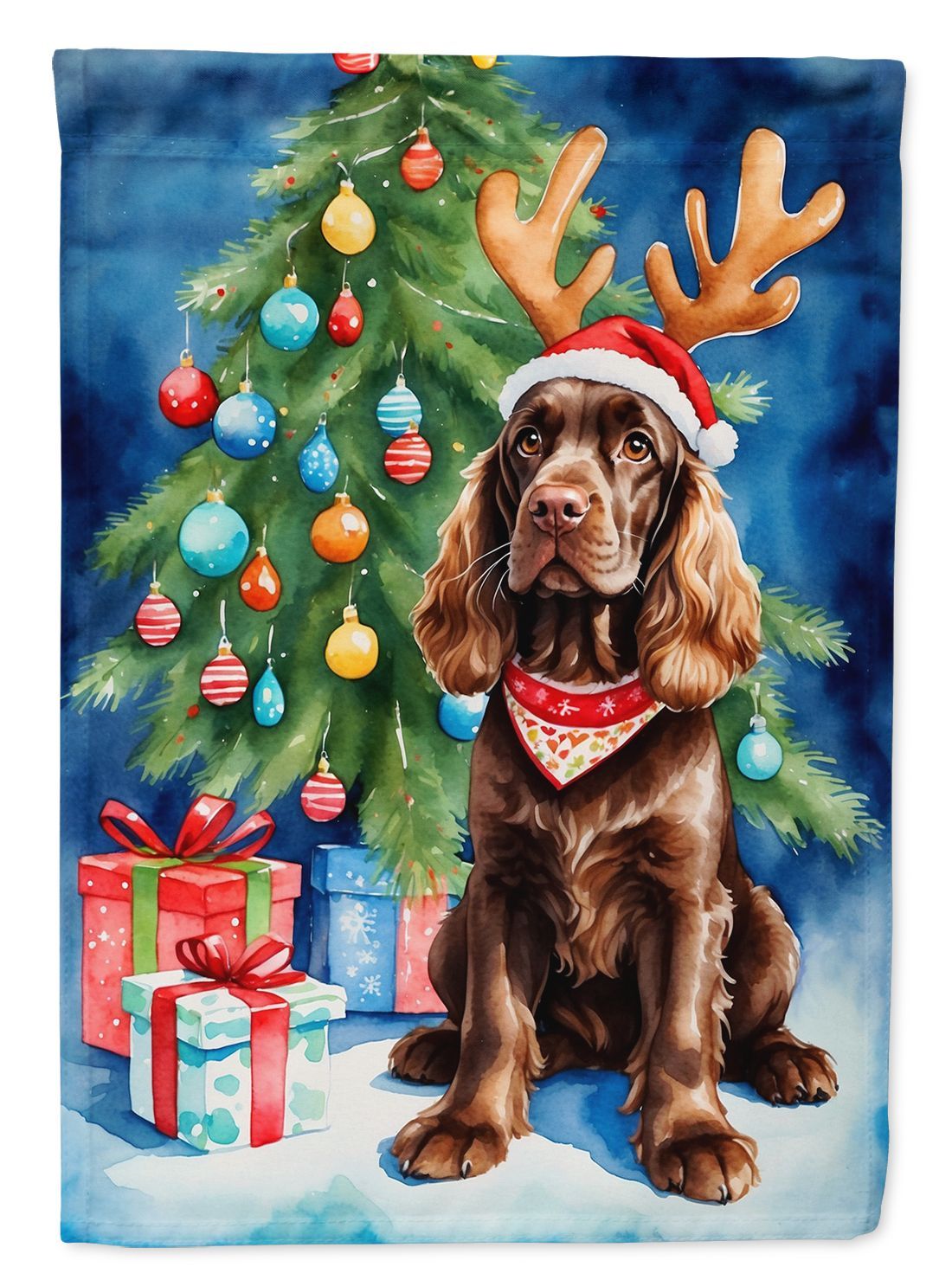 Chocolate Cocker Spaniel Christmas Reindeer Garden Flag Mailbox Flag Decorative Yard Flag Banner Outside Patio Artwork Yard Flower Beds, Garden Size, Multicolor_maomaolike.com