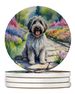 Bergamasco Sheepdog Spring Path Large Sandstone Coasters Pack Of 4 Absorbent Round Coasters Decor Gifts For Men Or Women, 4 In, Multicolor_maomaolike.com