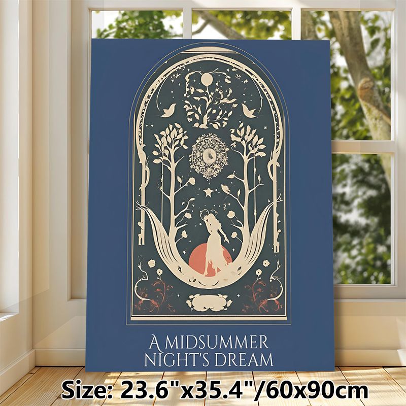 A Midsummer Night's Dream Themed Painting Poster, Elegant Vintage Fantasy Style Poster, Mystical Woodland Fairy & Celestial Design, Ideal For Living_maomaolike.com