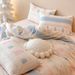 1 Winter Thickened Bionic Wool Velvet Four-Piece Set Snowman Bear Print Duvet Cover Coral Fleece Bed Sheet Warm Bedding_maomaolike.com