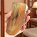 Natural Yellow Ox White Yak Horn Thickened Portable Special Women's Dense Teeth Massage Comb Engraved Long Hair_maomaolike.com