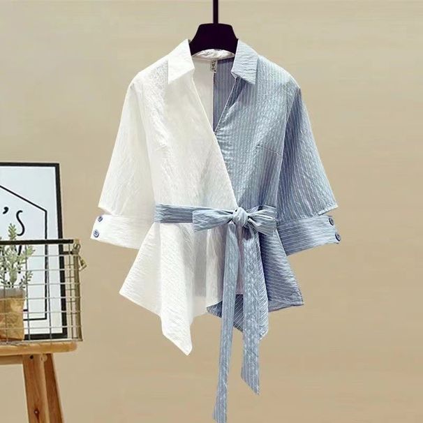 Women's Clothing plus size women's spring suits women's splicing two piece shirts slim jeans two piece suits_maomaolike.com