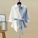 Women's Clothing plus size women's spring suits women's splicing two piece shirts slim jeans two piece suits_maomaolike.com
