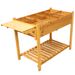 8 Pockets Horticulture Raised Garden Bed Elevated Wood Planter Box Stand With Foldable Side Table And Storage Shelf For Herb/Vegetables/Flowers_maomaolike.com