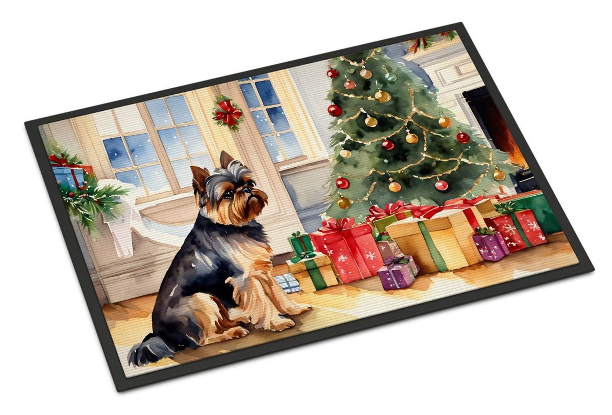 Brussels Griffon Cozy Christmas Doormat Front Door Mat Indoor Outdoor Rugs For Entryway, Non Slip Washable Low Pile, 24H X 36W_maomaolike.com