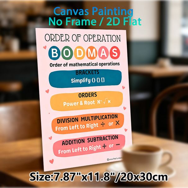 BODMAS Order Of Operation Math Educational Painting Poster, Colorful Structured Poster, Clear Math Operation Guide To Master Calculation Rules_maomaolike.com