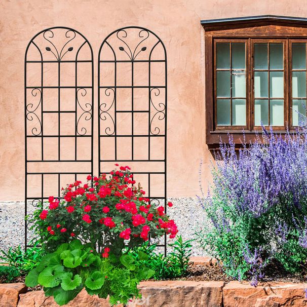 2 Pack Metal Garden Trellis 86.7" X 19.7" Rustproof Trellis For Climbing Plants Outdoor Flower Support Black_maomaolike.com
