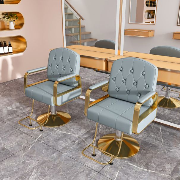 Hydraulic Salon Chair 360 Swivel - Professional Barber Stylist Chair With Pump Non-Tilting Hairdressing Chair For Salon Tattoo Spa Blue Gold Stylist Equipment Single Pack_maomaolike.com