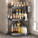 Gun Gray Spice Triangle Stove Countertop Chopstick Holder Storage Kitchen Corner Fan-Shaped Rack_maomaolike.com