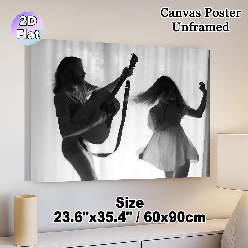 Music & Dance Themed Painting Poster, Monochrome Warm Joyful Scene Poster, Adds Lively Relaxed Vibe, Ideal For Bedroom, Living Room Wall Decor_maomaolike.com