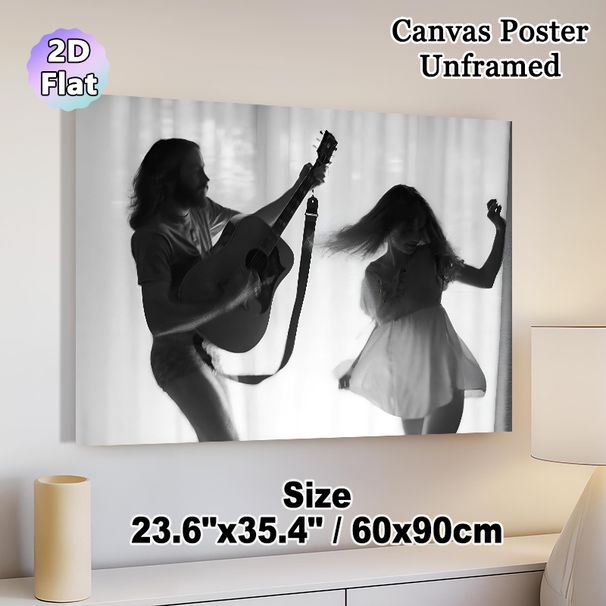 Music & Dance Themed Painting Poster, Monochrome Warm Joyful Scene Poster, Adds Lively Relaxed Vibe, Ideal For Bedroom, Living Room Wall Decor_maomaolike.com