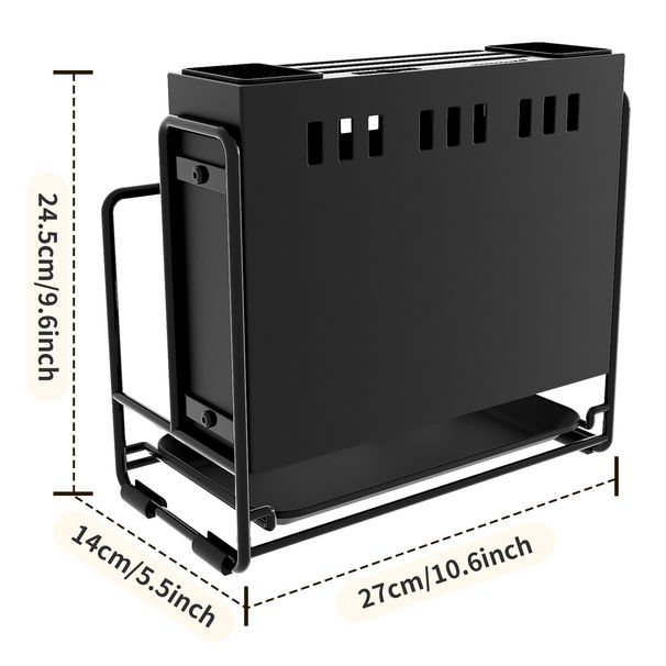 Kitchen Knife Holder Non-Punch Wall-Mounted Knife Holder Storage Rack Household Draining Kitchen Knife Chopsticks Storage Rack_maomaolike.com