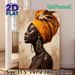African Woman Portrait Painting Poster, Vibrant Textured Oil Style Poster, Elegant Figure In Orange Headwrap With Golden Jewelry, Artistic Cultural_maomaolike.com