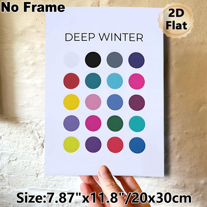 Deep Winter Color Palette Painting Poster, Vibrant Minimalist Color Dot Poster, Practical Color Reference Ideal For Home Studio, Fashion Workspace_maomaolike.com