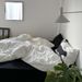 Cat Is Here INS Style Simple Washed Bedding Set Of Four Black And White Pure Cotton Sheet Duvet Cover Bed Skirt_maomaolike.com