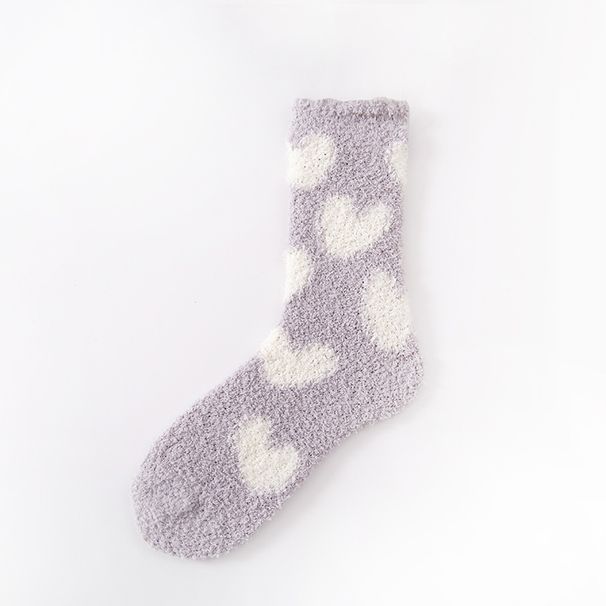 Winter coral fleece socks for women, no hair loss, cartoon love, plush, thickened, warm, Japanese style, sleeping, confinement, floor socks_maomaolike.com