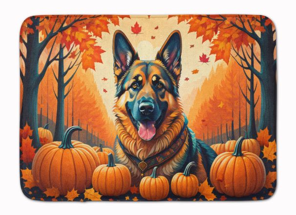 German Shepherd Fall Memory Foam Kitchen Mat Machine Washable Anti-Fatigue Mat Cushion Comfort Bath Mat Or Kitchen Rug_maomaolike.com