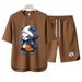 Men's Clothing 2024 Waffle Casual Summer Suit Men's Loose Teen Short sleeved T shirt Shorts Handsome Two piece Suit_maomaolike.com