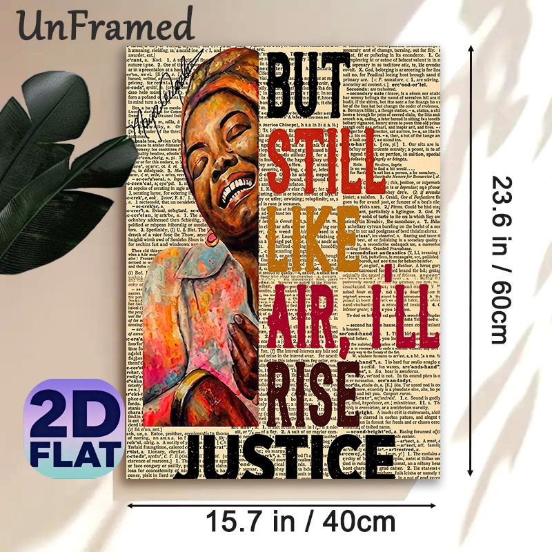 Inspirational Black Woman Justice Painting Poster, Vibrant Watercolor-style Figure With Bold Typography Poster, Motivational Quote Art For Home_maomaolike.com
