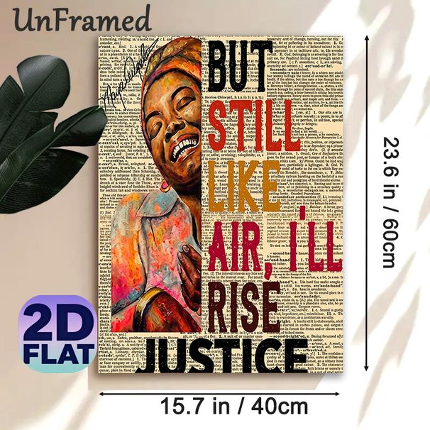 Inspirational Black Woman Justice Painting Poster, Vibrant Watercolor-style Figure With Bold Typography Poster, Motivational Quote Art For Home_maomaolike.com