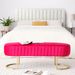 Bench Bedroom Bench ,Velvet Oval Upholstered End Of Bed Bench With Golden Metal Legs ,48" Modern Storage Ottoman Bench For BedroomLiving Room, Entryway Window ,Fuchsia_maomaolike.com
