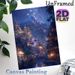 Starry Mountain Village Painting Poster, Enchanting Magical Fantasy Night Scene Poster, Soft Glowing Lights Create Cozy Atmosphere, Ideal For Bedroom_maomaolike.com