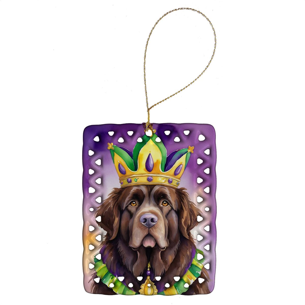 Newfoundland King Of Mardi Gras Porcelain Ornament Christmas Tree Hanging Decorations For Home Christmas Holiday, Rectangle, Gift, Multicolor_maomaolike.com