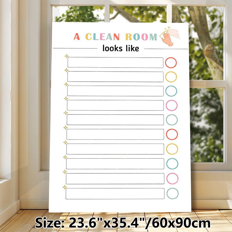 Clean Room Checklist Painting Poster, Pastel-toned Cleaning-themed Poster, Practical To Define Tidy Room Standards, Ideal For Bedroom And Living Room_maomaolike.com