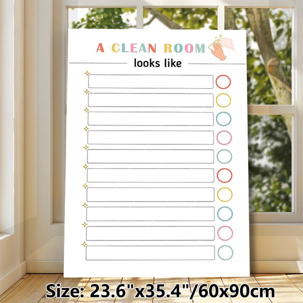 Clean Room Checklist Painting Poster, Pastel-toned Cleaning-themed Poster, Practical To Define Tidy Room Standards, Ideal For Bedroom And Living Room_maomaolike.com