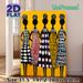 African Ethnic Women Painting Poster, Bold Colorful Ethnic Style Poster, Five Stylized Female Silhouettes With Distinct Geometric Patterned Dresses_maomaolike.com
