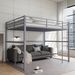 Metal Loft Bed Full Size, Loft Bed Frame With Safety Guard Rails & Flat Ladder, Twin Loft Bed For Kids Teens Adults, Gray_maomaolike.com