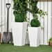 2-Pack Outdoor Planter Set, Flower Pots With Drainage Holes, Durable & Stackable Plant Pot, 22in & 18in, For Porch, Entryway, Patio, Yard, Garden, White_maomaolike.com