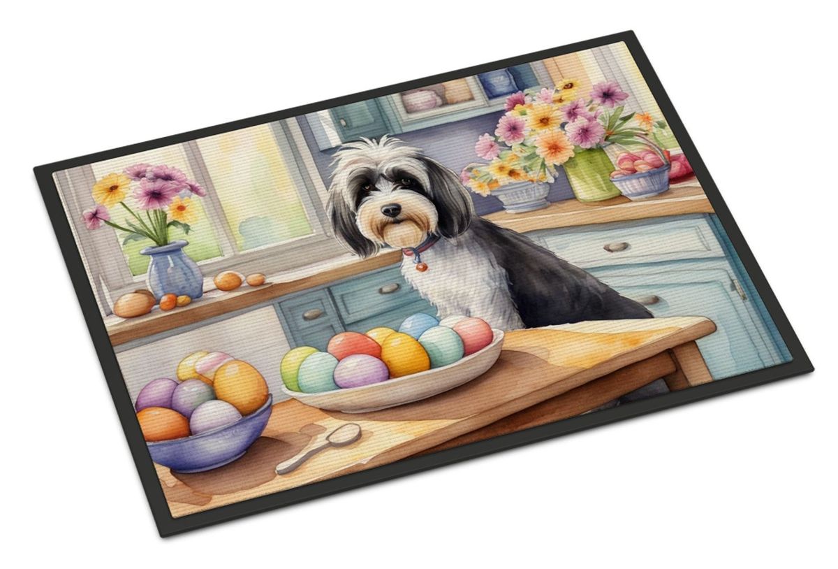 Decorating Easter Tibetan Terrier Doormat Front Door Mat Indoor Outdoor Rugs For Entryway, Non Slip Washable Low Pile, 24H X 36W_maomaolike.com