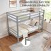 Twin Over Twin Bunk Bed With Thick Posts,Wooden Bunk Bed With High Guardrail And Ladder For Kids, Teens, Dorm Rooms, And Guest Rooms,No Box Spring Needed,Grey_maomaolike.com